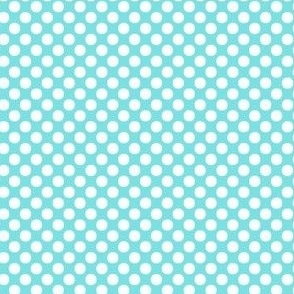 Polka dots white on turquoise