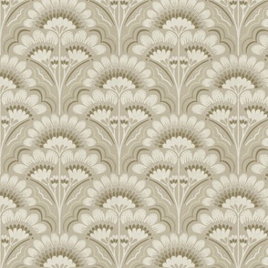 Fanfare  Art Deco Floral - Light Gold Neutral - medium (8 inch W)