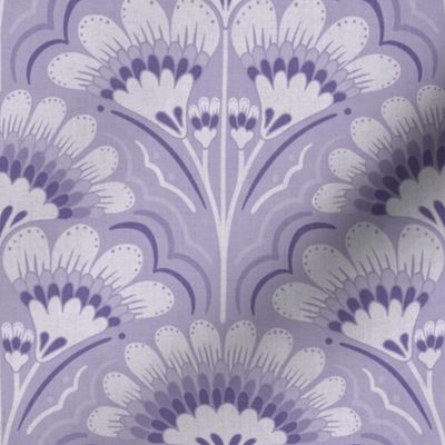 Fanfare Art Deco Floral - Light Purple - medium (8 inch W)