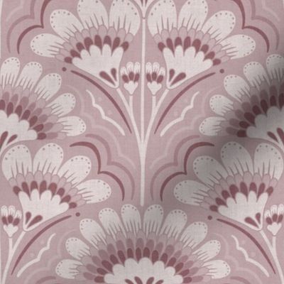 Fanfare Art Deco Floral - Dusty Rose - medium (8 inch W)