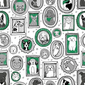 dog portraits  cute fabrics for dog person mixed dog breeds kelly green 