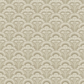 Fanfare  Art Deco Floral - Light Gold Neutral - small  (4 inch W)