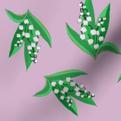 brins de muguet peints sur fond lilas