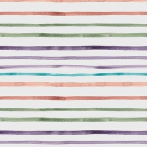 Watercolor Stripes in Warm Multi Medium