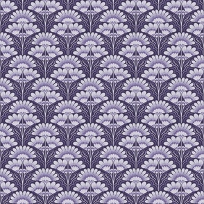 Fanfare Art Deco Floral - Dark Purple - small  (4inch W)