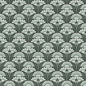 Fanfare Art Deco Floral - Forest Green - small  (4inch W)