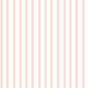 Ticking Stripe: Shell Pink & Cream, Coppery Pink Pillow Ticking