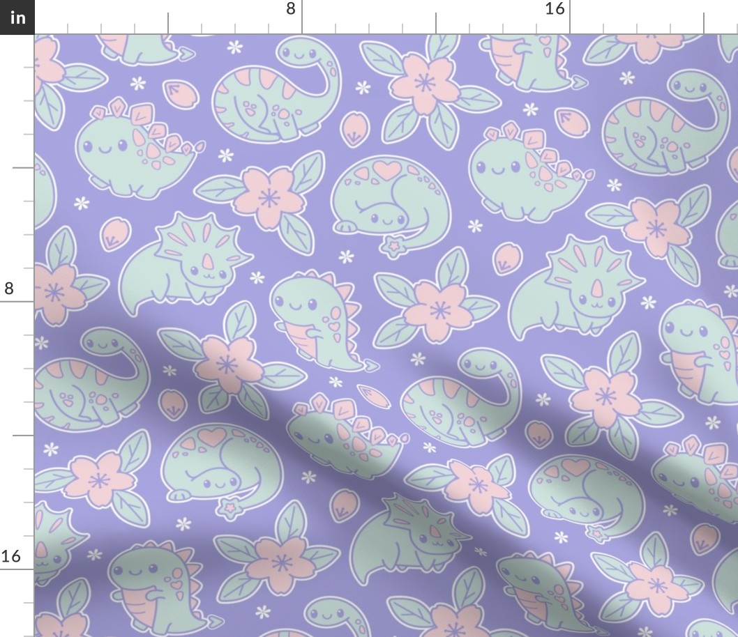 Spring Kawaii Dinosaurs_Bg Lilac