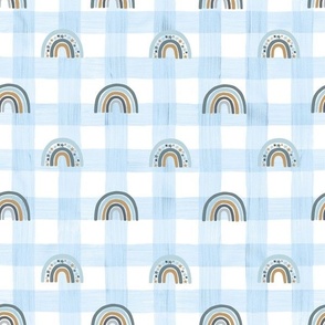 small scale blue rainbow blue gingham