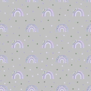 purple rainbow polka dots pale grey