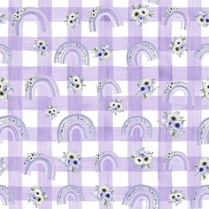 floral purple gingham
