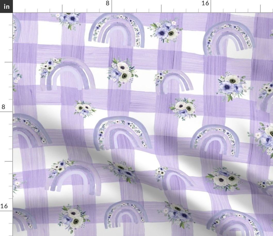 floral purple gingham