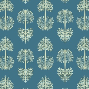 Yucca - muted blue and green (large scale)