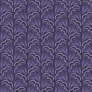 Fanfare Dark Purple - Art Deco Half-fan - medium (5.3inch W)