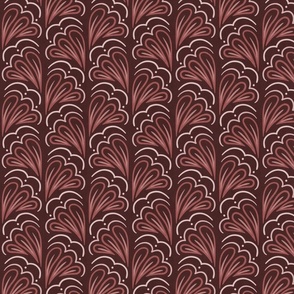 Fanfare Dark Red - Art Deco Half-fan - medium (5.3inch W)