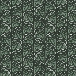 Fanfare Forest Green - Art Deco Half-fan - medium (5.3inch W)