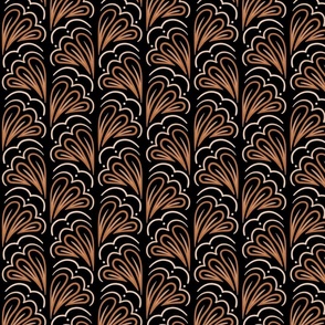 Fanfare Orange on Black - Art Deco Half-fan - medium (5.3inch W)