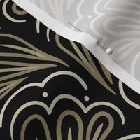 Fanfare Gold on Black - Art Deco Half-fan - medium (5.3inch W)