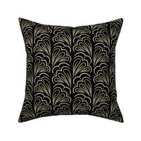 Fanfare Gold on Black - Art Deco Half-fan - medium (5.3inch W)