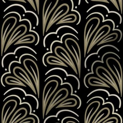 Fanfare Gold on Black - Art Deco Half-fan - medium (5.3inch W)