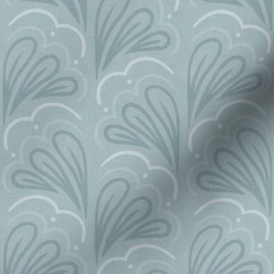 Fanfare Dusty Blue-green - Art Deco Half-fan - medium (5.3inch W)