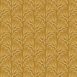 Fanfare Mustard - Art Deco Half-fan - medium (5.3inch W)