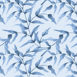 Watercolor Willow Porcelain Blue on Sky Blue