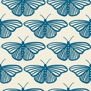 Forest Butterflies - blue and ivory