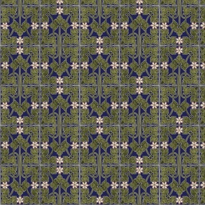 Art Nouveau anemone tile pattern