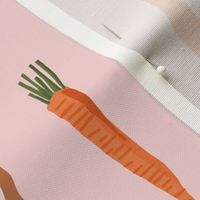 Bunnies & Carrots XLg | Brown Bunnies on Pink