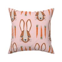 Bunnies & Carrots XLg | Brown Bunnies on Pink