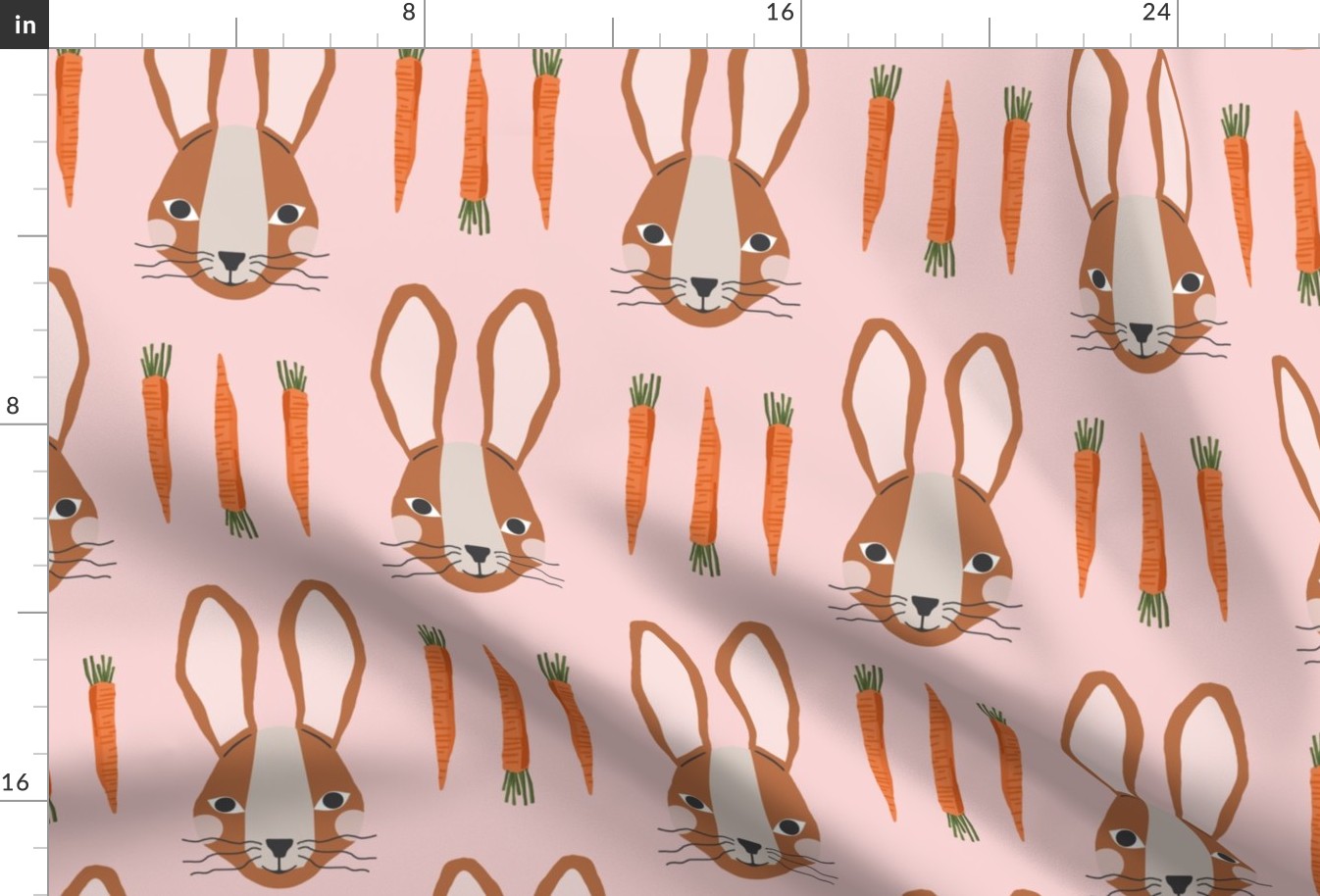 Bunnies & Carrots XLg | Brown Bunnies on Pink