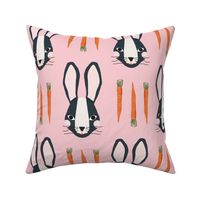 Bunnies & Carrots XLg | Midnight Bunnies on Pink