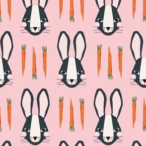 Bunnies & Carrots XLg | Midnight Bunnies on Pink