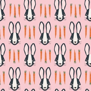 Bunnies & Carrots Lg | Midnight Bunnies on Pink