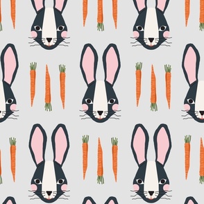 Bunnies & Carrots XLg | Grey