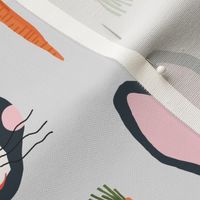 Bunnies & Carrots Lg | Midnight Bunnies on Grey