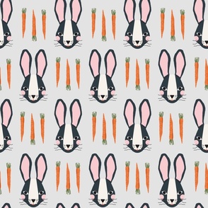 Bunnies & Carrots Lg | Midnight Bunnies on Grey