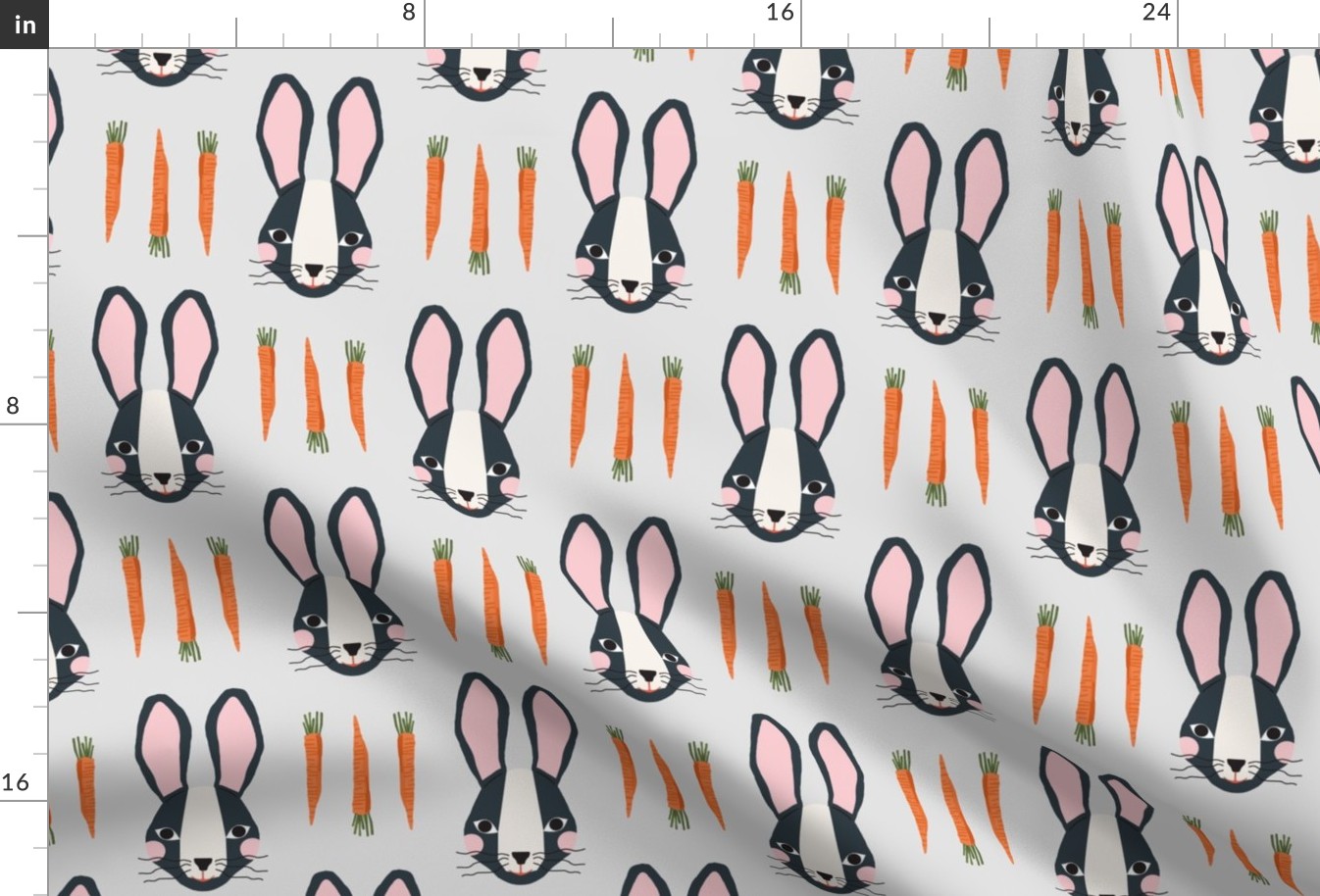 Bunnies & Carrots Lg | Midnight Bunnies on Grey