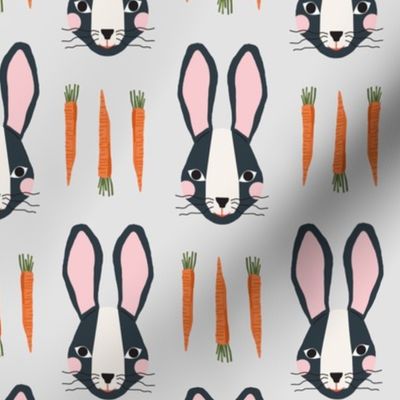 Bunnies & Carrots Md | Midnight Bunnies on Grey