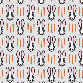 Bunnies & Carrots Md | Midnight Bunnies on Grey