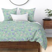 Pastel Fantasy Flowers Tossed-Green-Large