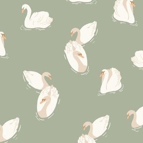 Love Swan_Olive green Medium scale-Hufton Studio