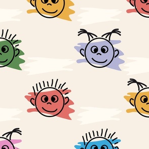 Happy Kids Faces Pattern - xl