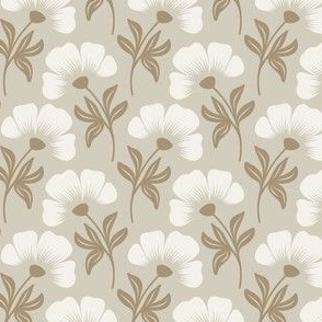 0769  - white flowers on beige