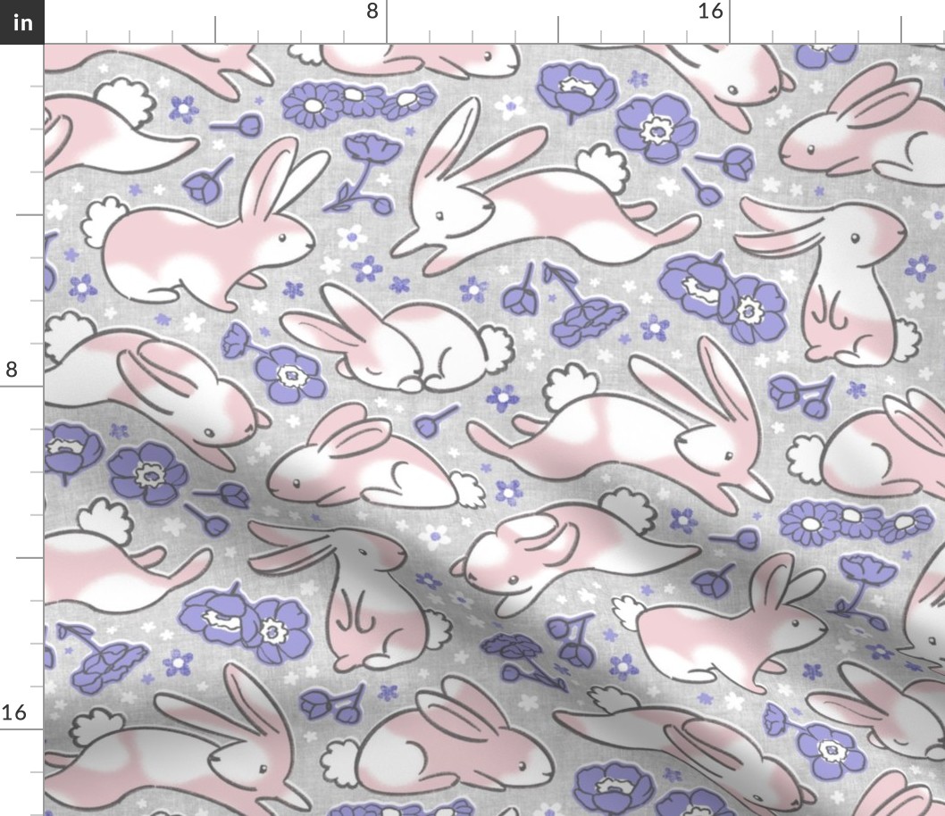 Cute Spring Bunnies - heather grey