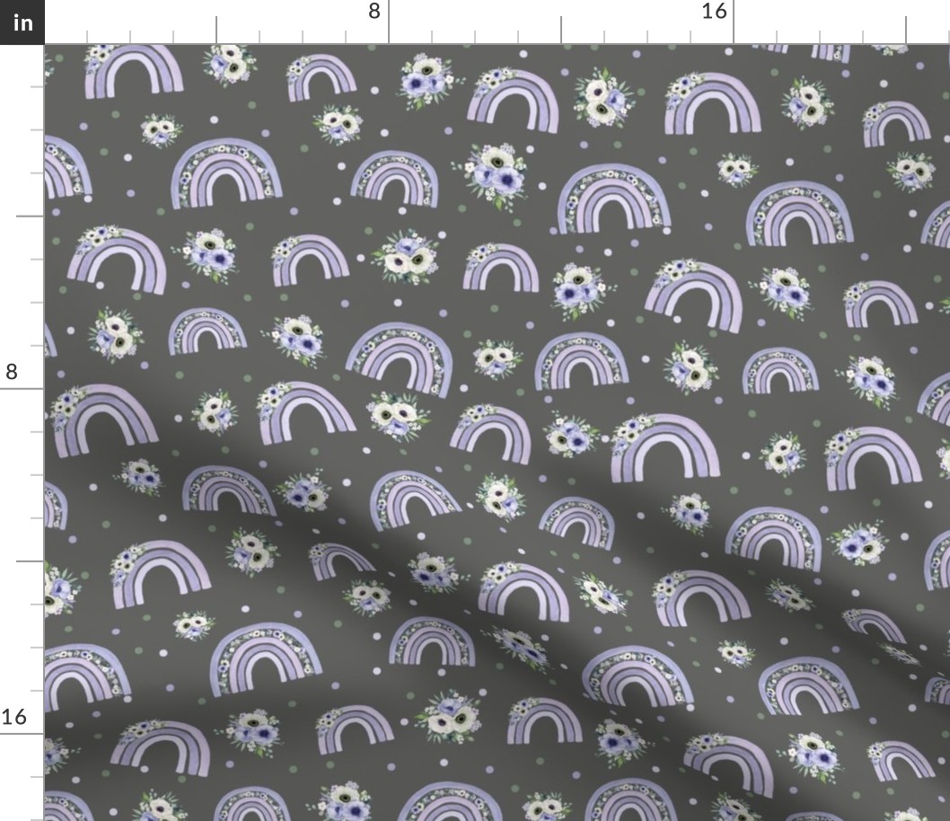 small scale rotate floral rainbow grey