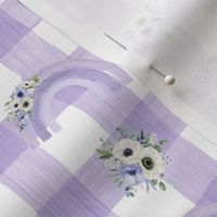 small scale rotate floral purple gingham