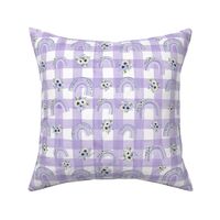 small scale rotate floral purple gingham