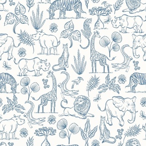 Line Art Safari-Navy on White